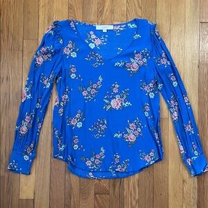 LOFT Vibrant Blue Floral Blouse